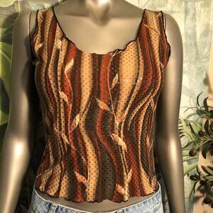 Bebe Gorgeous Top | Size S/XS | in Black/Brown/Tan with Sparkly Accents |